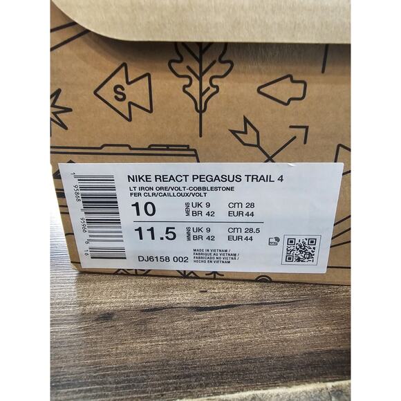 Nike React Pegasus Trail 4 Grey/Volt-Orange Running Shoe‎ DJ6158 002 Mens Sz 10 - Picture 9 of 16